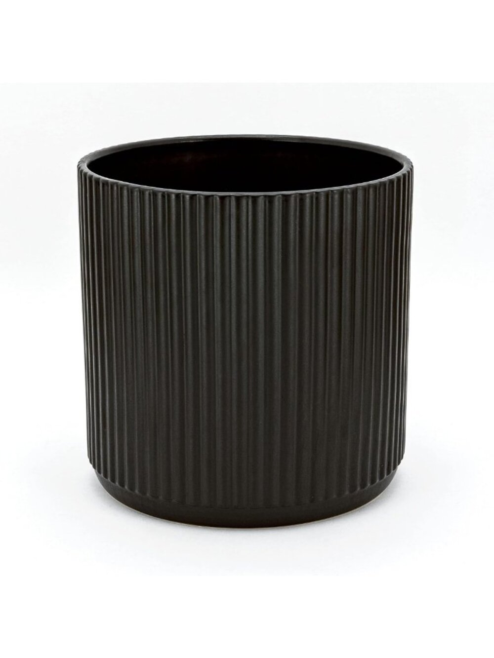 10-Inch Round Fluted Ceramic Planter Pot with Drainage Hole for Indoor/Outdoor
